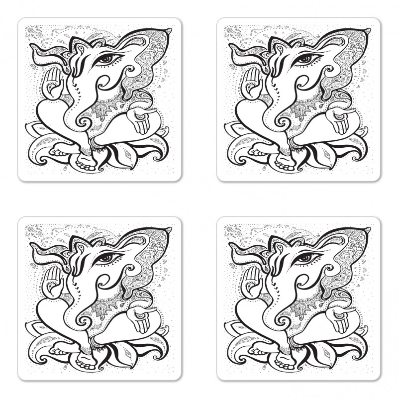 Oriental Symbol Elephant Coaster Set Of Four