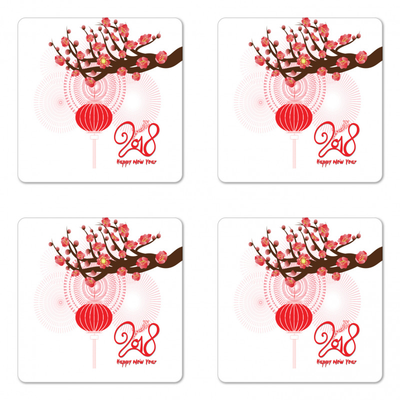 Cherry Branch Lantern Coaster Set Of Four