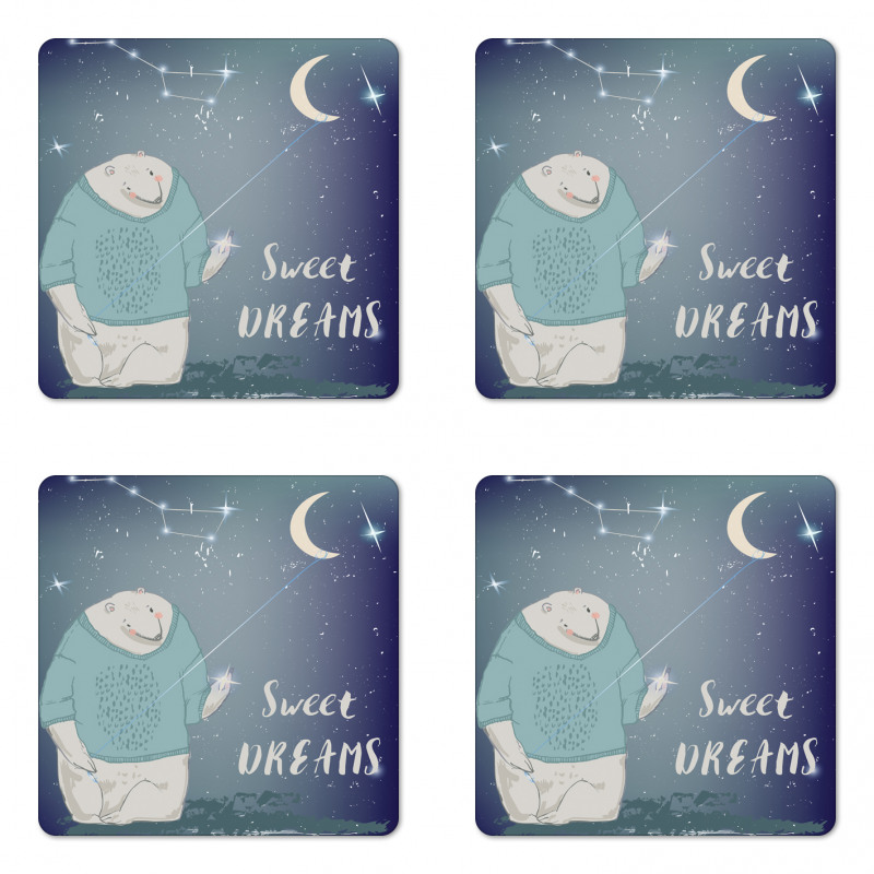 Polar Bear Holding a Star Coaster Set Of Four