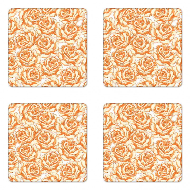 Romantic Love Flowers Coaster Set Of Four