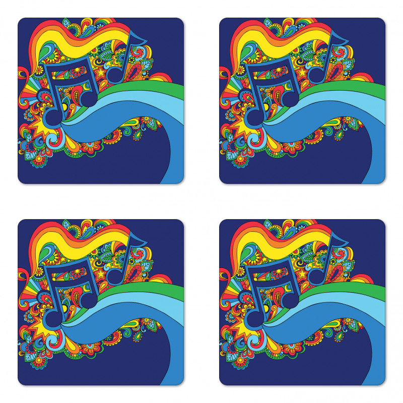 Notes on a Blue Background Coaster Set Of Four