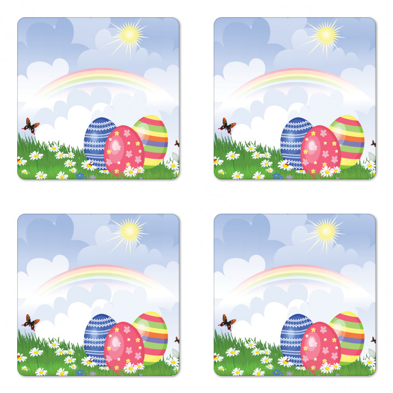 Spring Meadow with Eggs Coaster Set Of Four