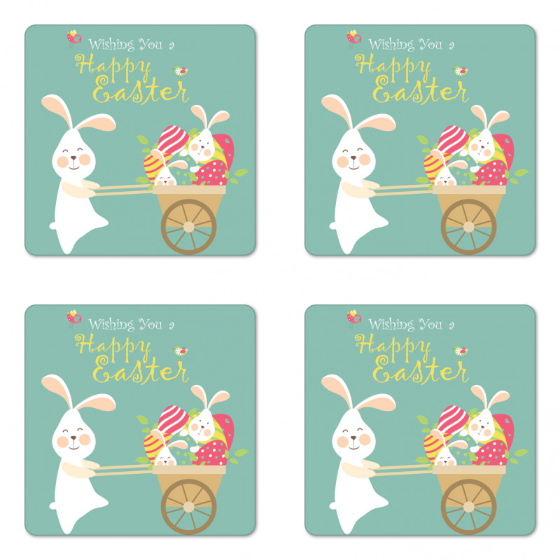 Smiling Bunny Eggs Coaster Set Of Four