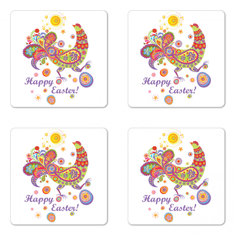 Blossoming Flowers Dots Coaster Set Of Four