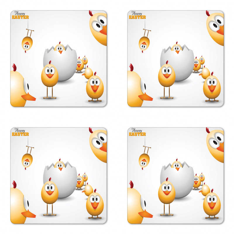 Chicks Funny Cartoon Coaster Set Of Four