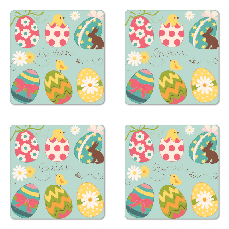 Flowers Zigzags Lines Coaster Set Of Four