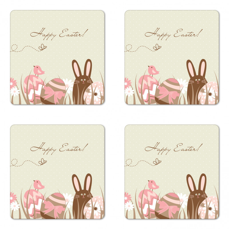 Pastel Toned Eggs Birds Coaster Set Of Four