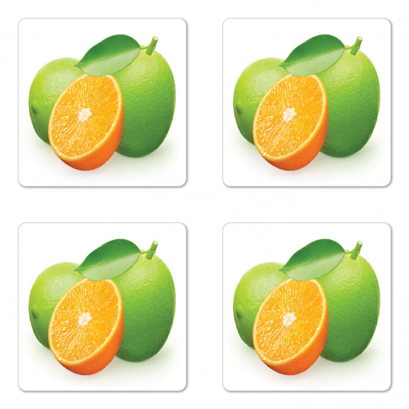 Lime Orange Design Coaster Set Of Four