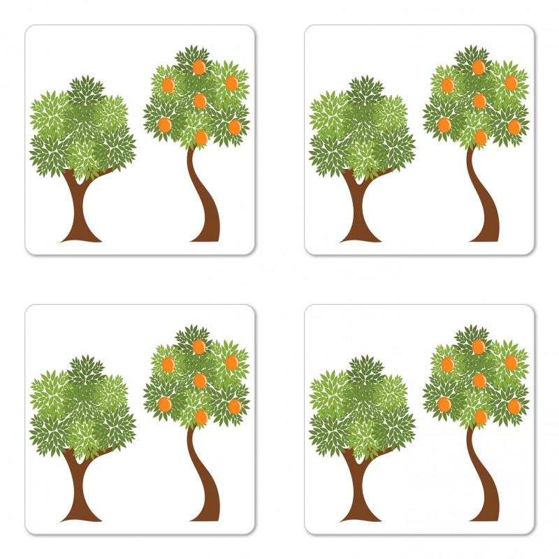 Trees with Leaves Coaster Set Of Four