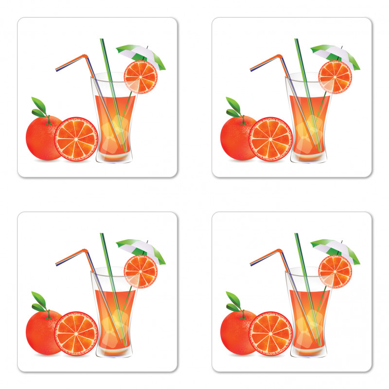 Orange Juice Glass Coaster Set Of Four