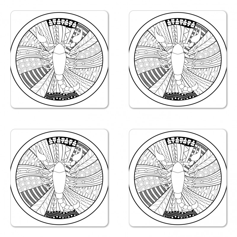 Round Tattoo Art Coaster Set Of Four