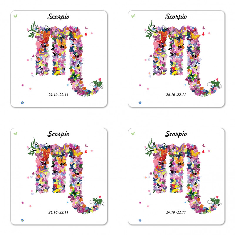 Floral Butterfly Coaster Set Of Four