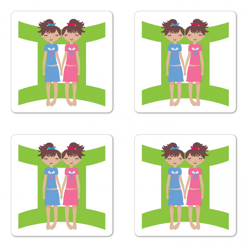 Twin Girls Teens Coaster Set Of Four