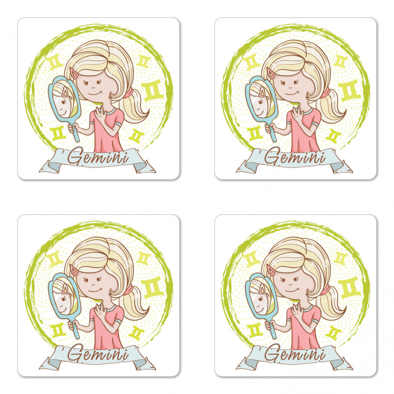 Girl with Mirror Coaster Set Of Four