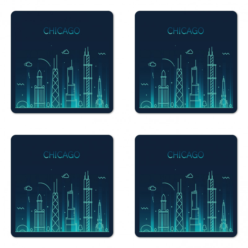 Blue Panorama Coaster Set Of Four