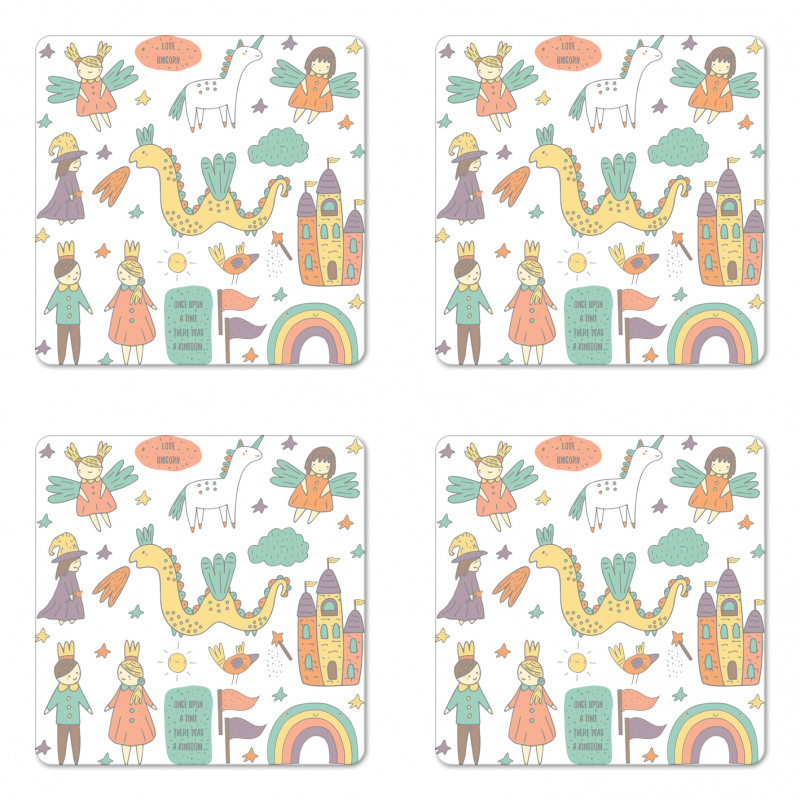 Doodle Dragon and King Coaster Set Of Four