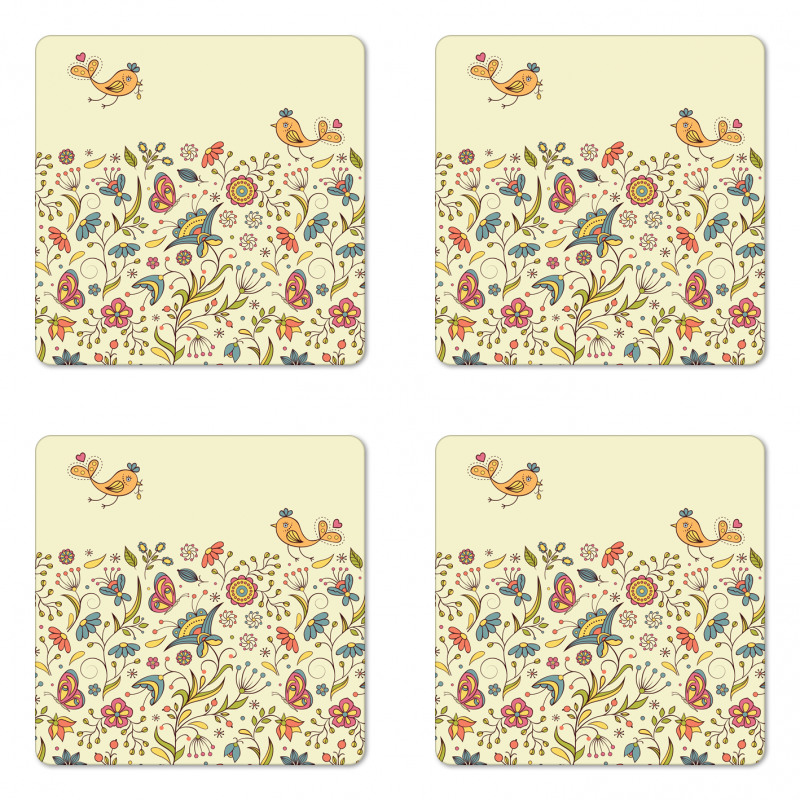 Colorful Summer Petals Coaster Set Of Four