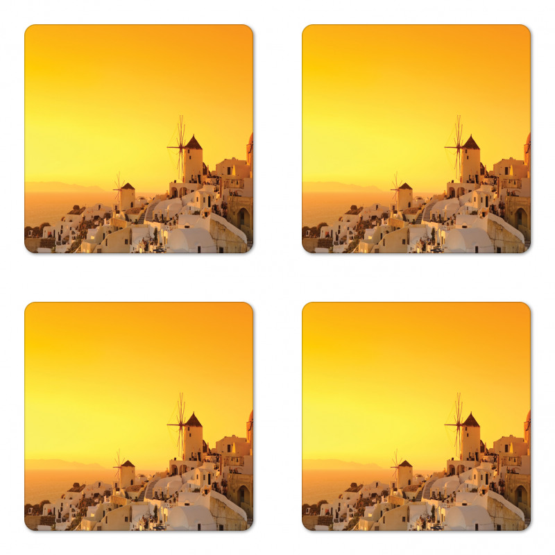 Sunset Santorini Vacation Coaster Set Of Four