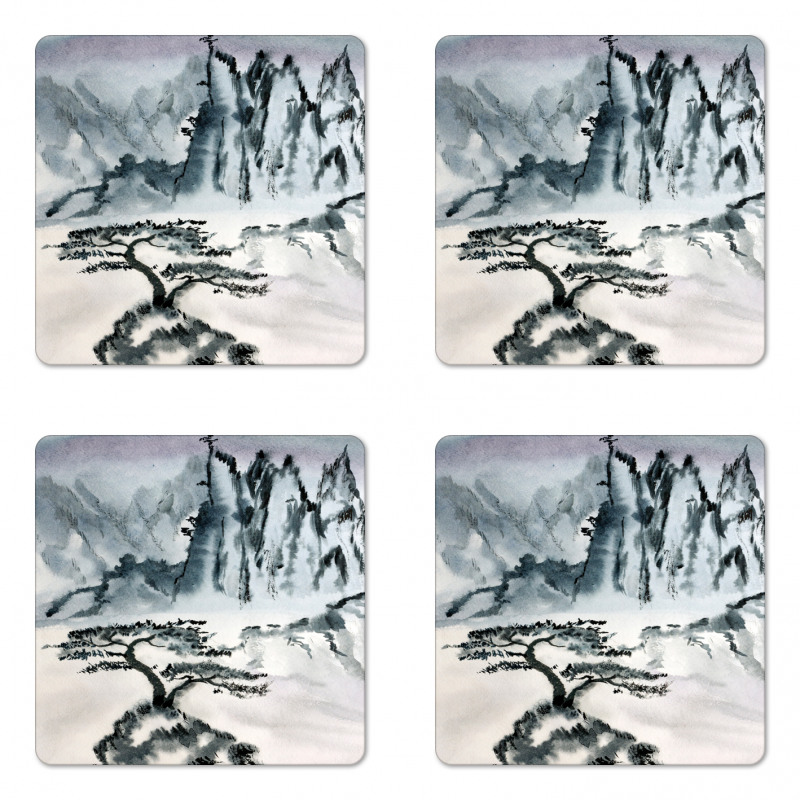 Chinese Mountain Tree Coaster Set Of Four