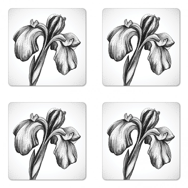 Dotwork Style Lily Bloom Coaster Set Of Four