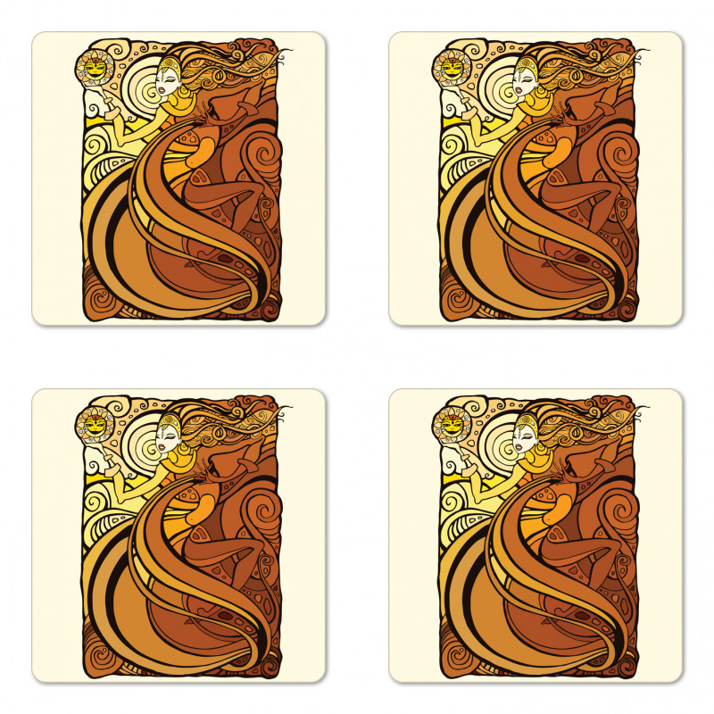 Woman with Sun Coaster Set Of Four