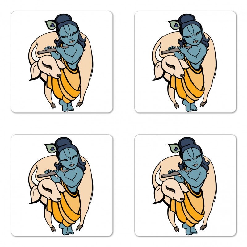 Ancient Character Playing Coaster Set Of Four