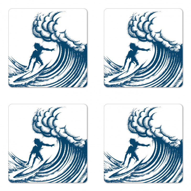 Riding a Big Wave Art Coaster Set Of Four