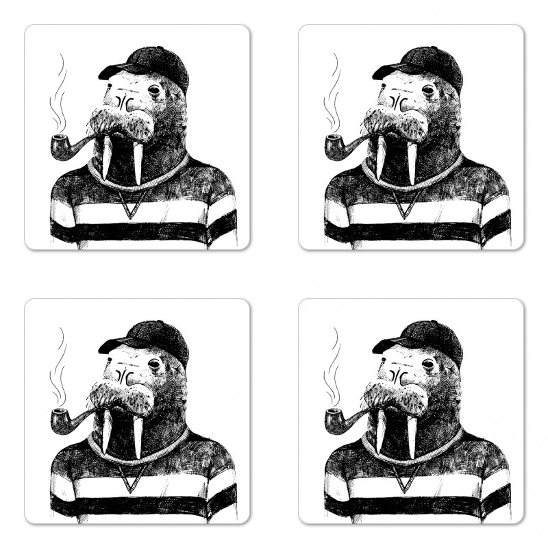 Hipster Walrus Coaster Set Of Four