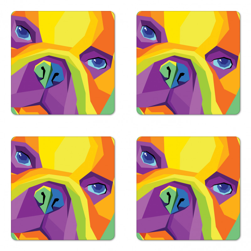 Abstract Vibrant Face Coaster Set Of Four