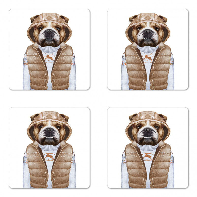 Puppy in a down Vest Coaster Set Of Four