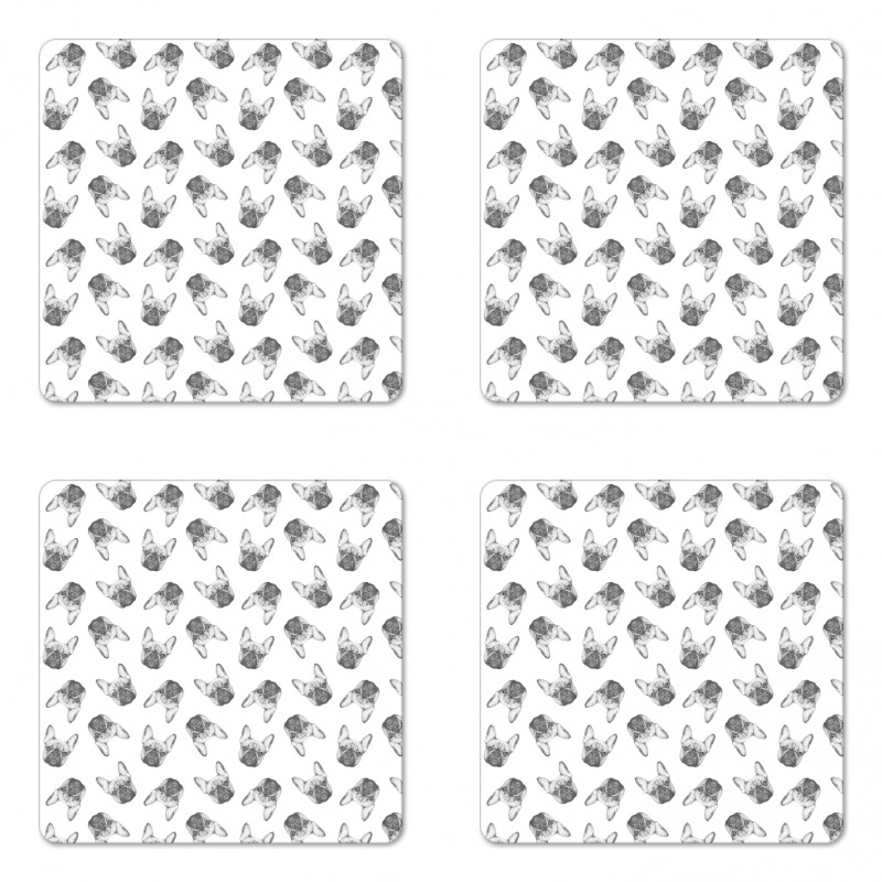 Monochrome Sketch Faces Coaster Set Of Four