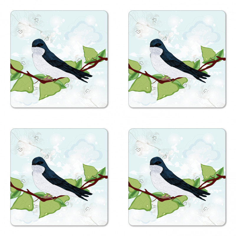 Swallow Bird on Branch Coaster Set Of Four