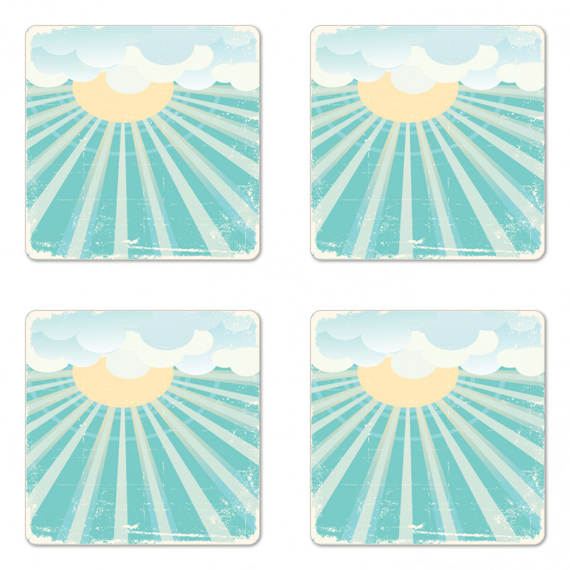 Sun Rays Clouds Coaster Set Of Four