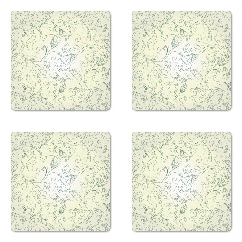 Doodle Garden Flowers Coaster Set Of Four