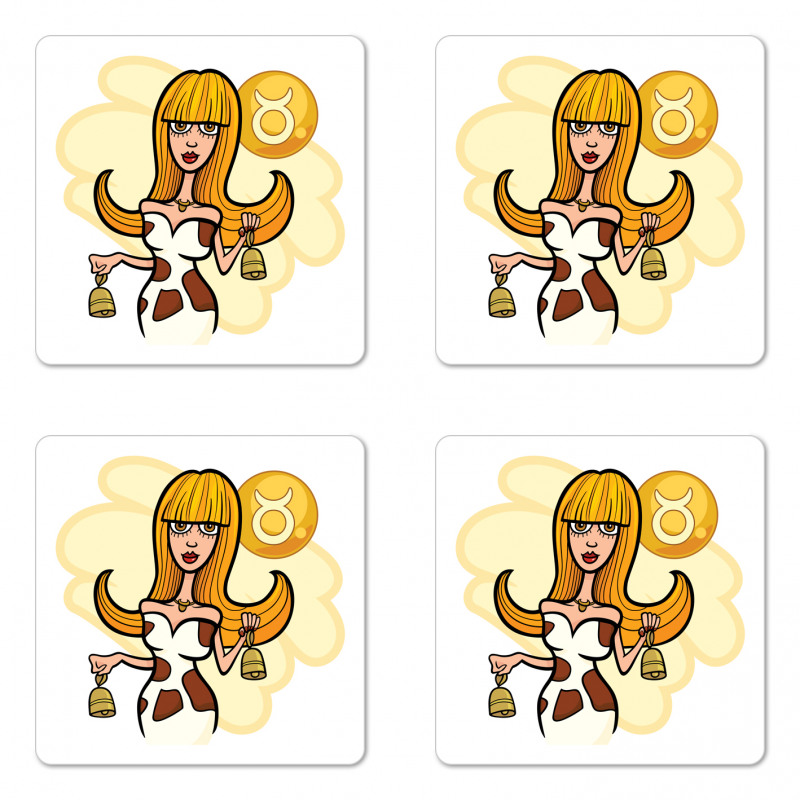 Cartoon Woman Coaster Set Of Four