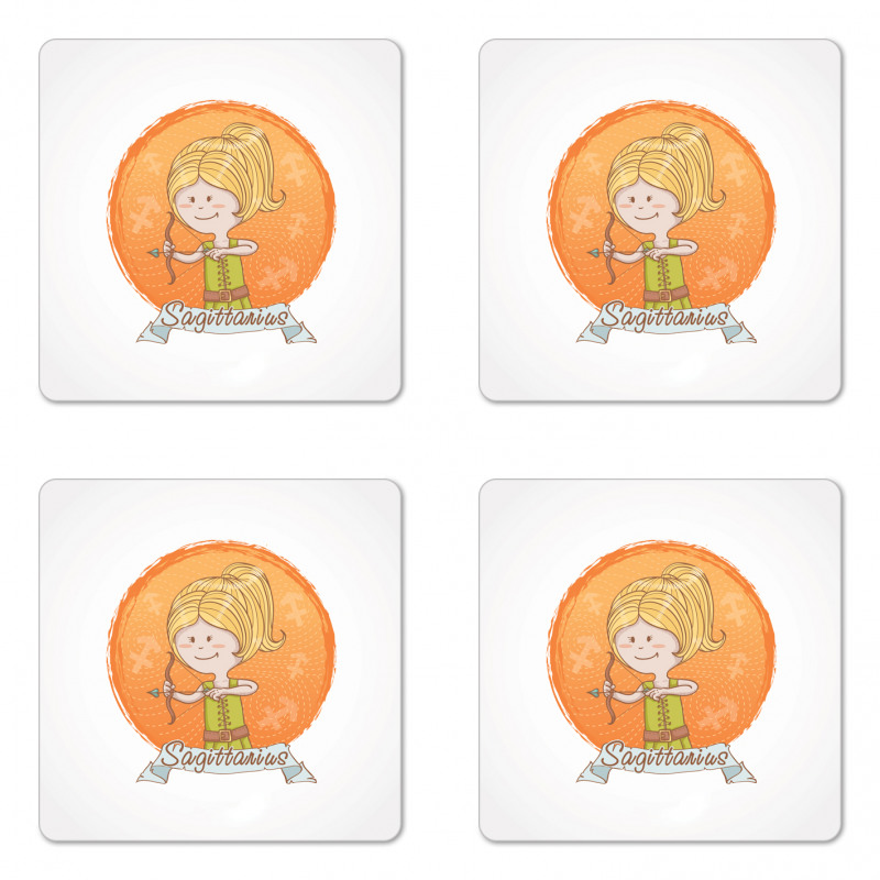 Cartoon Girl Bow Coaster Set Of Four