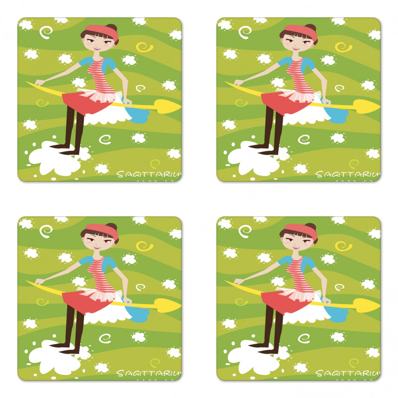 Girl on an Arrow Coaster Set Of Four