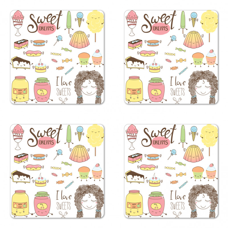 Girl with Sweets Coaster Set Of Four