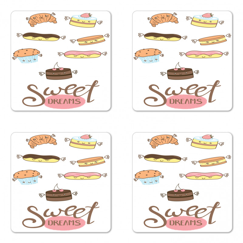 Éclair and Cake Coaster Set Of Four