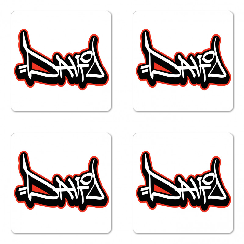 Scribbling Boys Name Coaster Set Of Four