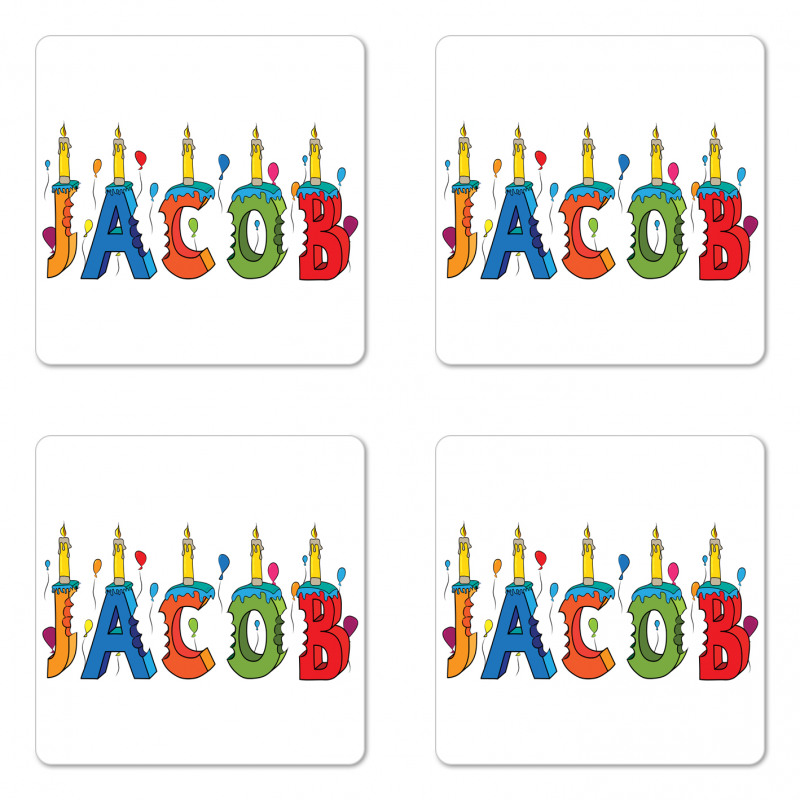 Colorful Name Coaster Set Of Four