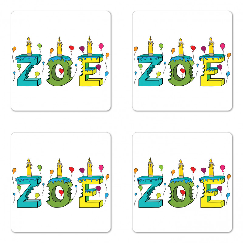 Colorful Birthday Candles Coaster Set Of Four