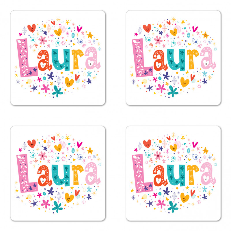 Vintage Doodle Flowers Coaster Set Of Four