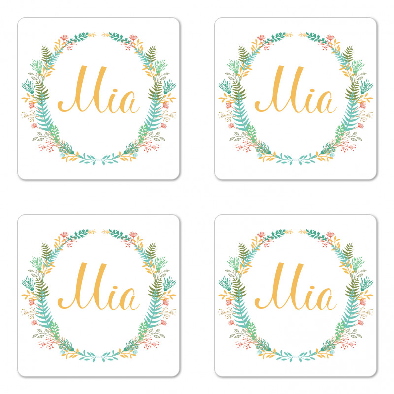 Frame of Flowers Ferns Coaster Set Of Four