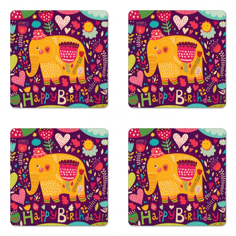 Doodle Birthday Animal Coaster Set Of Four