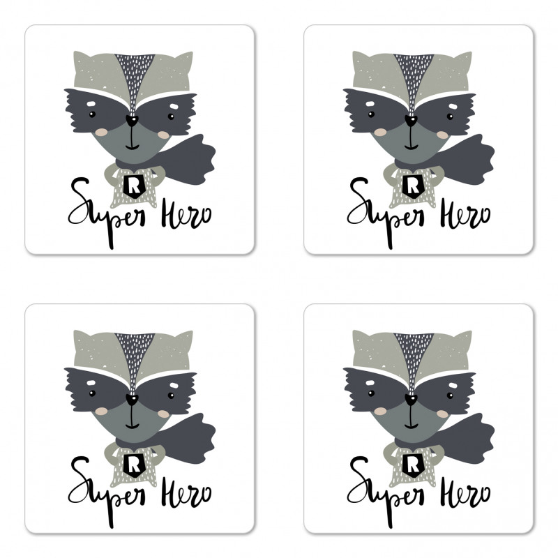 Super Hero Raccoon Coaster Set Of Four