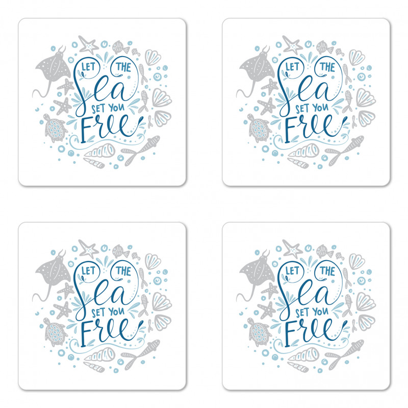 Marine Words with Fish Coaster Set Of Four