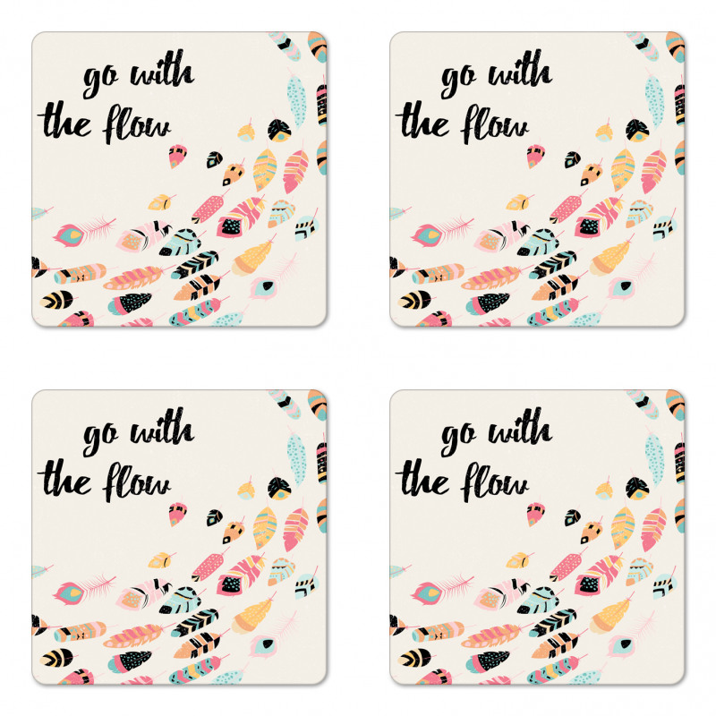 Go with the Flow Words Coaster Set Of Four