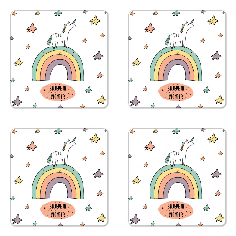 Rainbow Colorful Stars Coaster Set Of Four