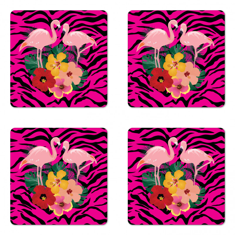 Exotic Flamingo Boho Coaster Set Of Four